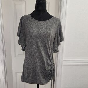 SHEIN Heather Gray Side-Tie Blouse